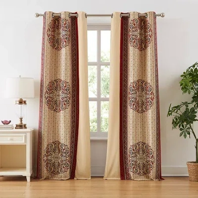 Stratford Park Austin Grommet Top Light-filtering Set Of 2 Curtain Panel In Red