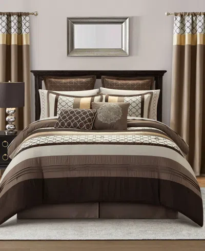 Stratford Park Avalon Geometric 16-pc. Comforter Set, California King In Brown
