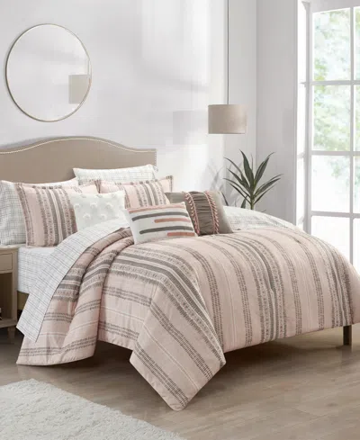 Stratford Park Ayla Striped 10-pc. Comforter Set, Queen In Blush