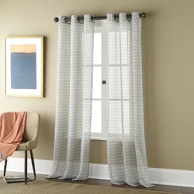 Stratford Park Carina Grommet Top Sheer Set Of 2 Curtain Panel In Black