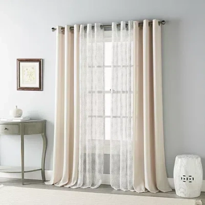 Stratford Park Cecily Grommet Top Sheer Set Of 4 Curtain Panel In Sand