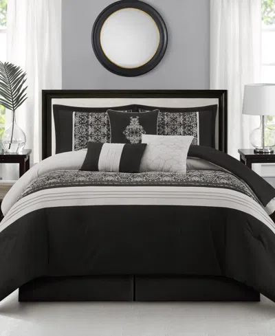 Stratford Park Charley 7-piece Comforter Set, King In Black