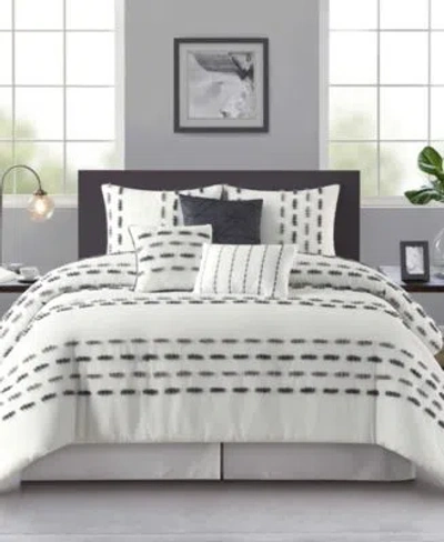 Stratford Park Crocus Stripe Comforter Sets In White Grey