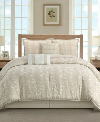 Stratford Park Desia Leaves 6-pc. Comforter Set, Queen In Neutral