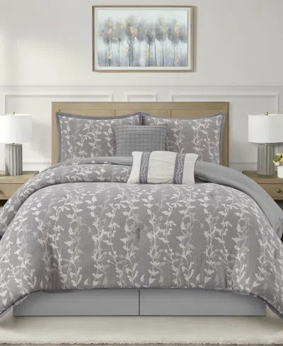 Stratford Park Desia Leaves 6-pc. Comforter Set, California King In Gray