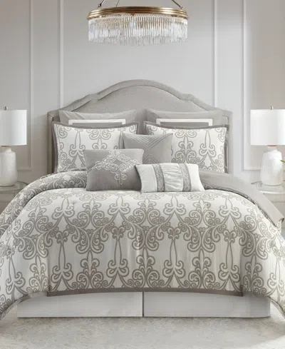 Stratford Park Dilona Scroll 9-pc. Comforter Set, King In Smoke Grey
