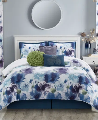Stratford Park Eyla Floral 9-pc. Comforter Set, California King In Blue Purple
