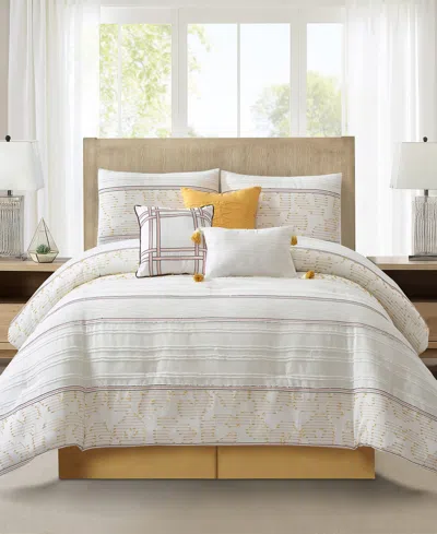 Stratford Park Ferdinico Stripe 7-pc. Comforter Set, California King In White Yellow