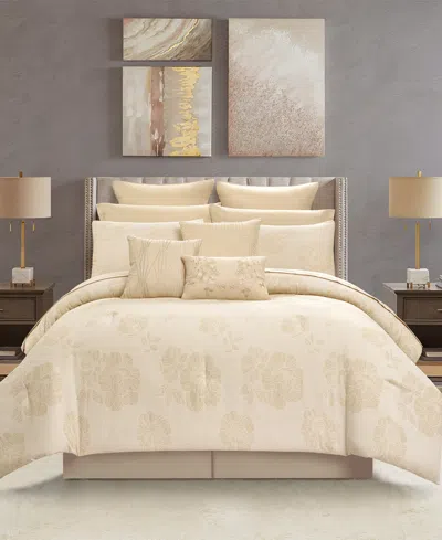 Stratford Park Feruza Floral 13-pc. Comforter Set, King In Gold