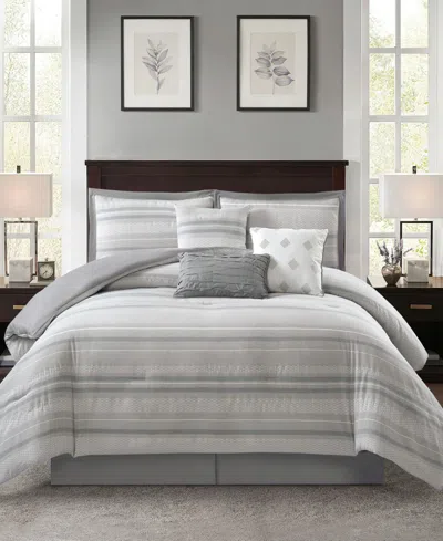 Stratford Park Gamla Stripe 7-pc. Comforter Set, King In Grey