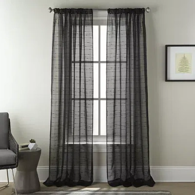 Stratford Park Jenna Rod Pocket Sheer Set Of 2 Curtain Panel In Black