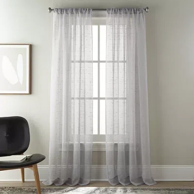 Stratford Park Jenna Rod Pocket Sheer Set Of 2 Curtain Panel In Gray