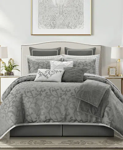 Stratford Park Johnella Paisley 14-pc. Comforter Set, King In Gray