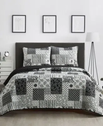 Stratford Park Kane Floral 3 Piece Quilt Sets In Black