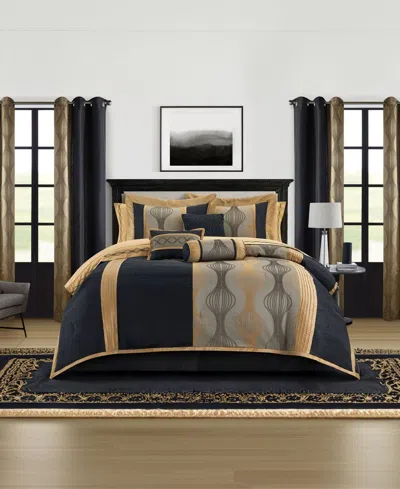 STRATFORD PARK KATH GEOMETRIC 15-PC. COMFORTER SET, CALIFORNIA KING