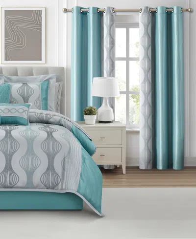 Stratford Park Kath Geometric 15-pc. Comforter Set, California King In Blue