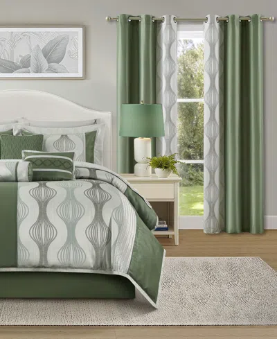 Stratford Park Kath Geometric 15-pc. Comforter Set, California King In Green