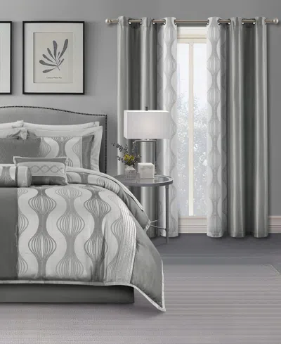 Stratford Park Kath Geometric 15-pc. Comforter Set, Queen In Gray