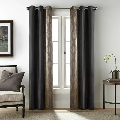 Stratford Park Kath Grommet Top Light-filtering Set Of 2 Curtain Panel In Black
