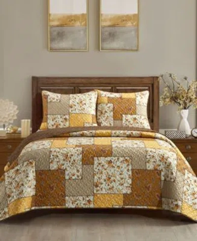 Stratford Park Kerry Floral 3 Piece Quilt Sets In Gold
