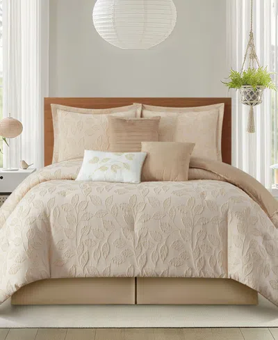 Stratford Park Kyrla Leaves 7-pc. Comforter Set, Queen In Neutral