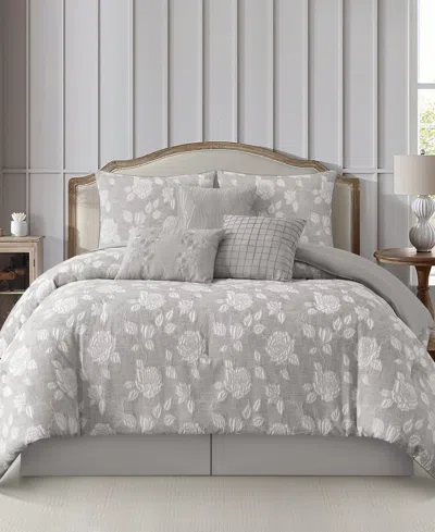 Stratford Park Leana Floral 7-piece Comforter Set, California King In Gray