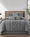 Stratford Park Lexia Leaves 7-pc. Comforter Set, Queen In Gray