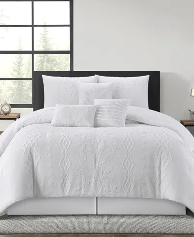 Stratford Park Lexia Leaves 7-pc. Comforter Set, Queen In White