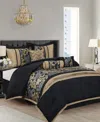 Stratford Park Lincoln 7-piece Comforter Set, Queen In Black Gold
