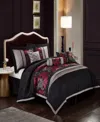 Stratford Park Lincoln 7-piece Comforter Set, California King In Black Red
