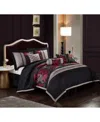 Stratford Park Lincoln 7-piece Comforter Set, King In Black Red