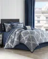 Stratford Park Lubava Clip Jacquard 10-pc. Comforter Set, California King In Blue