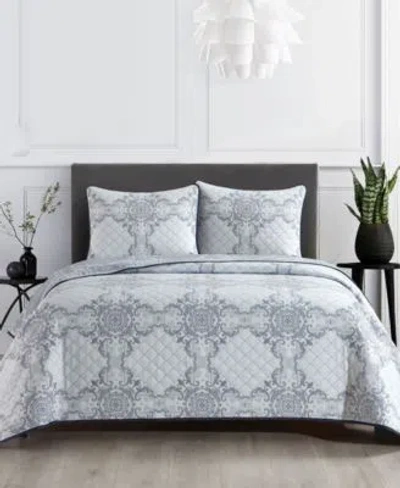 Stratford Park Mara Damask 3 Piece Quilt Sets In Gray