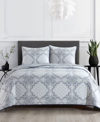 Stratford Park Mara Damask 3-piece Quilt Set, Queen In Gray