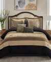 Stratford Park Margret 7 Piece Comforter Set, King In Black And Gold-tone