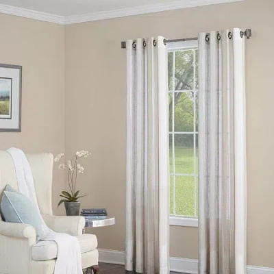 Stratford Park Maritza Grommet Top Sheer Single Curtain Panel In White