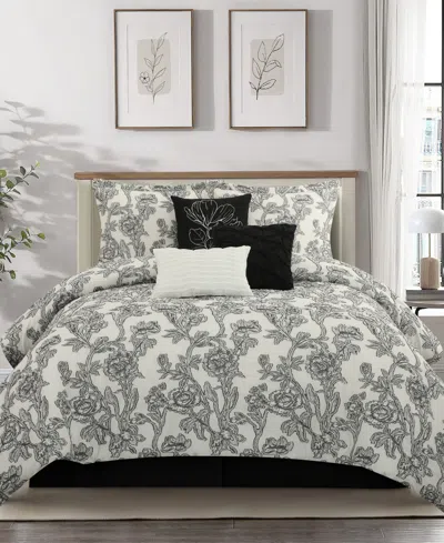 Stratford Park Maybole Floral 7-pc. Comforter Set, California King In Black White