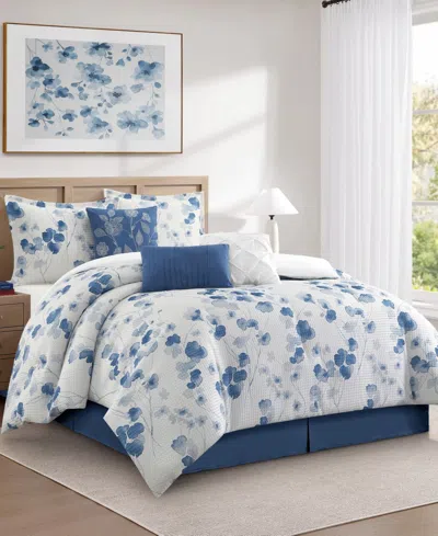 Stratford Park Merna Floral 7-pc. Comforter Set, Queen In Blue