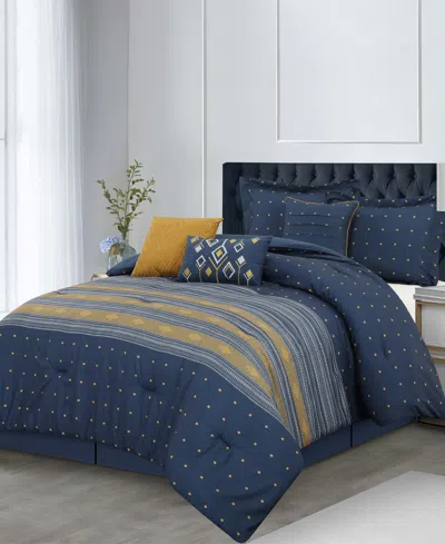 Stratford Park Minerva Geometric 7-pc. Comforter Set, King In Navy