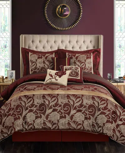 Stratford Park Mollybee 7-piece Comforter Set, California King In Red,gold