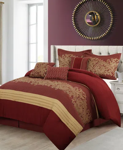 Stratford Park Margret 7 Piece Comforter Set, California King In Red