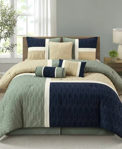 Stratford Park Natalia Colorblock 7-pc. Comforter Set, California King In Gray Navy