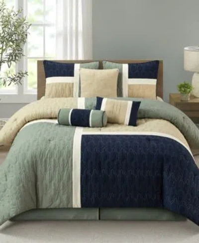 Stratford Park Natalia Colorblock Comforter Sets In Gray Navy