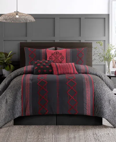 Stratford Park Anthony 7-pc. Comforter Set, Queen In Black Red