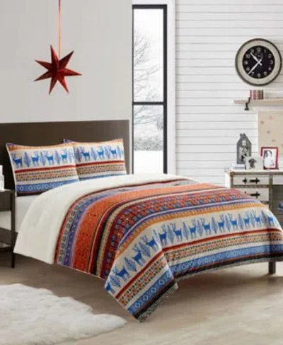 Stratford Park Noelle Sherpa Sherpa Comforter Sets In Red Blue