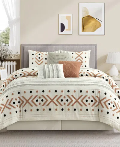 Stratford Park Olga Geometric 7-pc. Comforter Set, Queen In Taupe