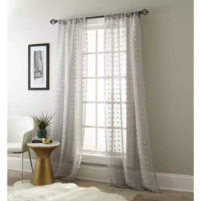 Stratford Park Olimpia Rod Pocket Sheer Set Of 2 Curtain Panel In Gray