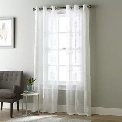 Stratford Park Rosie Grommet Top Sheer Set Of 2 Curtain Panel In White