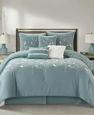 Stratford Park Safina Floral 7-pc. Comforter Set, Queen In Blue