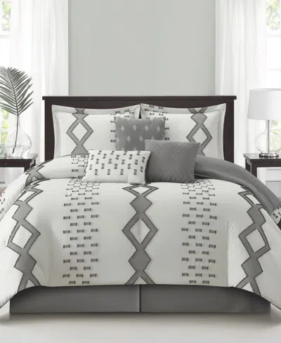 Stratford Park Sanissa Geometric 7-pc. Comforter Set, Queen In Gray